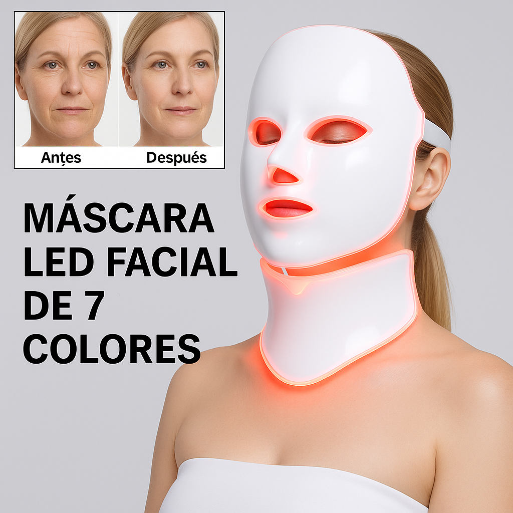 Mascarilla facial antiarrugas con terapia de luz (incluye mascarilla para el cuello GRATIS)