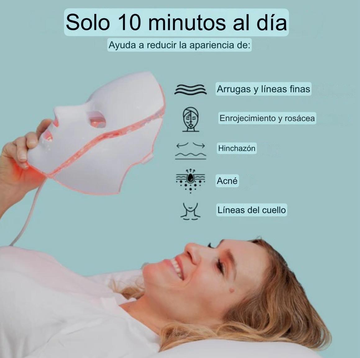 Mascarilla facial antiarrugas con terapia de luz (incluye mascarilla para el cuello GRATIS)